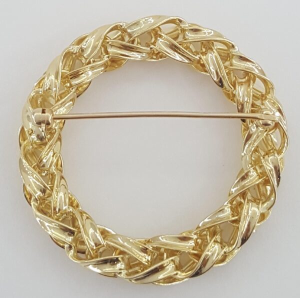Tiffany & Co Vintage Circle Brooch Pin 14K Yellow Gold 12.8g 1.53" 1970's