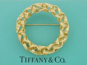 Tiffany & Co Vintage Circle Brooch Pin 14K Yellow Gold 12.8g 1.53" 1970's