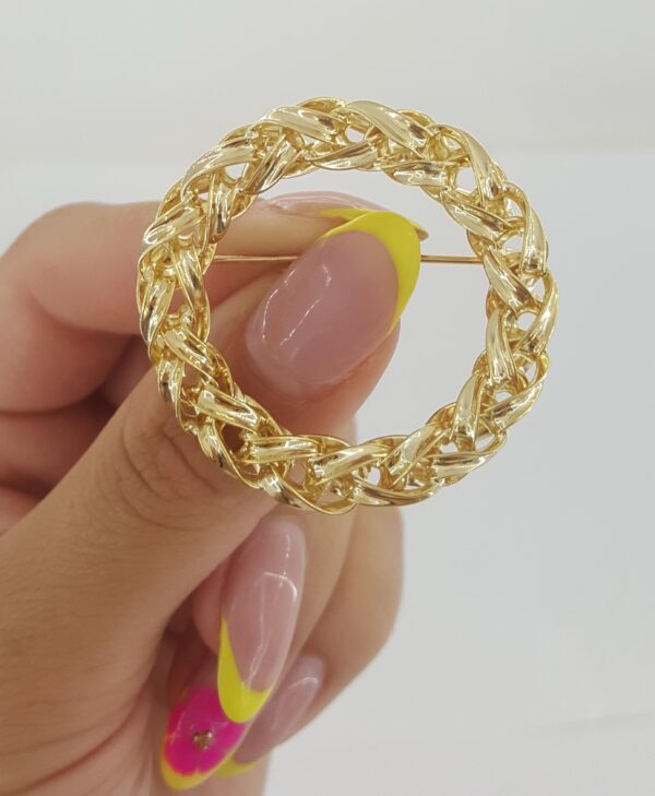 Tiffany & Co Vintage Circle Brooch Pin 14K Yellow Gold 12.8g 1.53" 1970's
