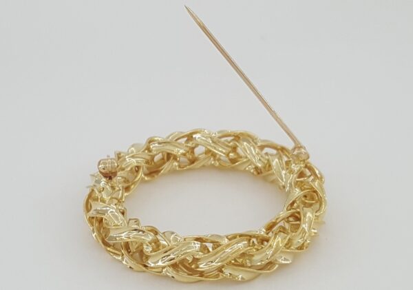 Tiffany & Co Vintage Circle Brooch Pin 14K Yellow Gold 12.8g 1.53" 1970's