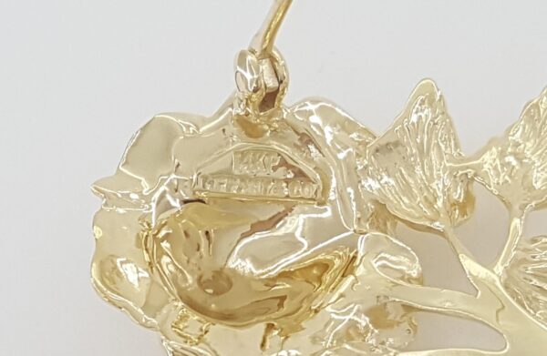 Vintage Tiffany & Co Diamond Rose Flower Brooch Pin 14k Yellow Gold 1.4” 1970s