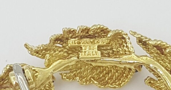 Vintage Tiffany & Co Yellow Gold Sapphire Leaf Brooch 18K 1.4" 10 Grams
