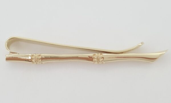 Tiffany & Co Vintage 14K Yellow Gold Bamboo Motif Pattern Tie Clip Bar 1.85"