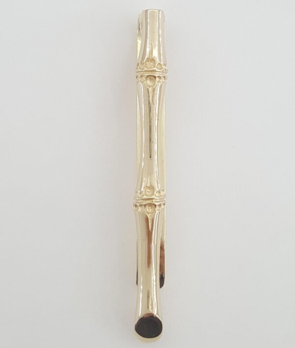 Tiffany & Co Vintage 14K Yellow Gold Bamboo Motif Pattern Tie Clip Bar 1.85"