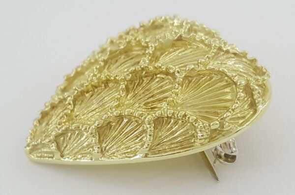 Tiffany & Co Vintage Scalloped Heart Brooch Pin Pendant 18K Yellow Gold 1.2"