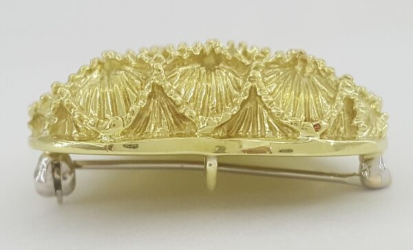 Tiffany & Co Vintage Scalloped Heart Brooch Pin Pendant 18K Yellow Gold 1.2"