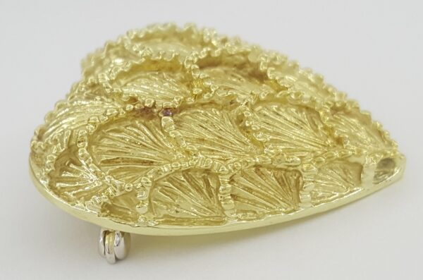Tiffany & Co Vintage Scalloped Heart Brooch Pin Pendant 18K Yellow Gold 1.2"