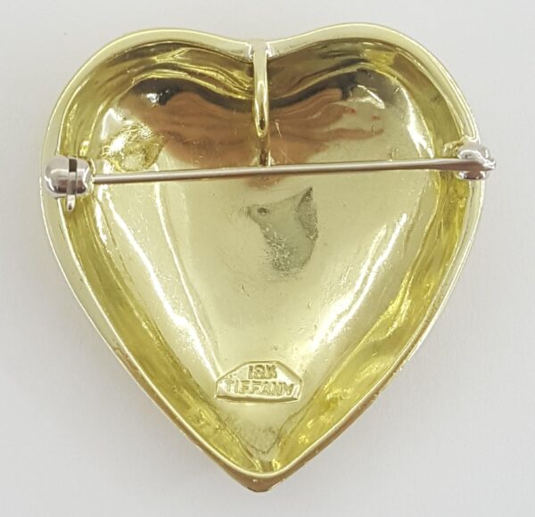 Tiffany & Co Vintage Scalloped Heart Brooch Pin Pendant 18K Yellow Gold 1.2"