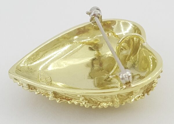 Tiffany & Co Vintage Scalloped Heart Brooch Pin Pendant 18K Yellow Gold 1.2"