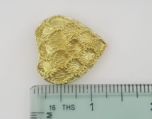 Tiffany & Co Vintage Scalloped Heart Brooch Pin Pendant 18K Yellow Gold 1.2"