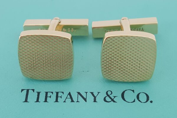 Vintage Tiffany & Co 14k Yellow Gold Square Cufflinks 11.7 Grams 1970s