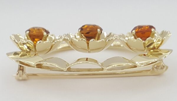 Vintage Tiffany & Co 14k Yellow Gold Flower Citrine Brooch 1.4" 10.5 Grams