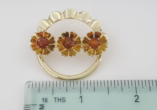 Vintage Tiffany & Co 14k Yellow Gold Flower Citrine Brooch 1.4" 10.5 Grams