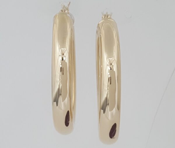 Gold Hoop Earrings 14K Yellow Gold 5.7 Grams 1.4" Made in Israel