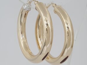 Gold Hoop Earrings 14K Yellow Gold 5.7 Grams 1.4" Made in Israel