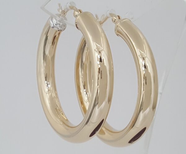 Gold Hoop Earrings 14K Yellow Gold 5.7 Grams 1.4" Made in Israel