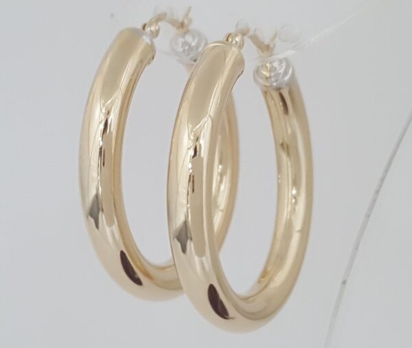 Gold Hoop Earrings 14K Yellow Gold 5.7 Grams 1.4" Made in Israel