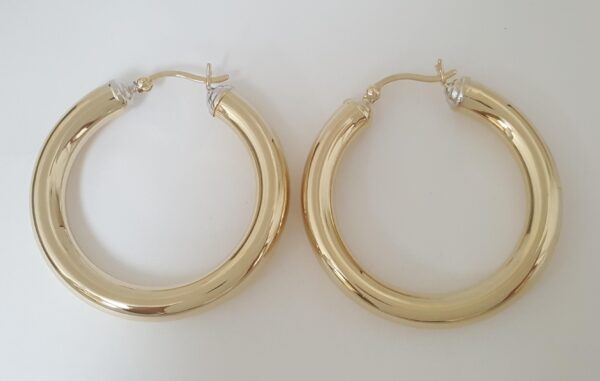 Gold Hoop Earrings 14K Yellow Gold 5.7 Grams 1.4" Made in Israel