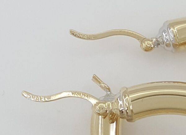 Gold Hoop Earrings 14K Yellow Gold 5.7 Grams 1.4" Made in Israel