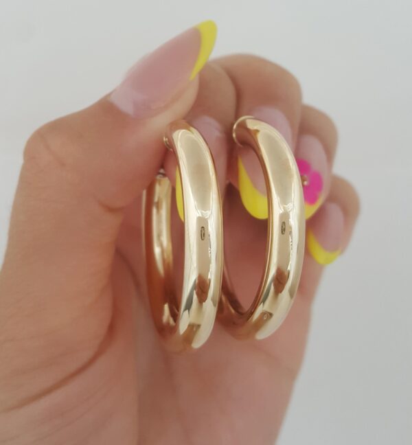 Gold Hoop Earrings 14K Yellow Gold 5.7 Grams 1.4" Made in Israel