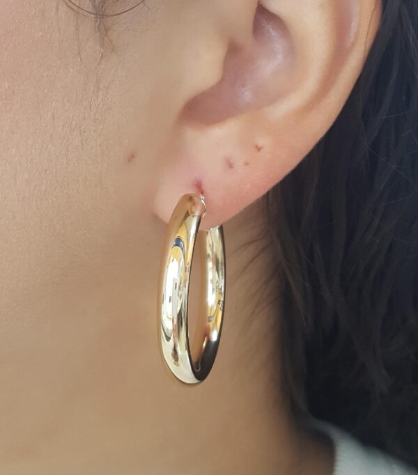 Gold Hoop Earrings 14K Yellow Gold 5.7 Grams 1.4" Made in Israel