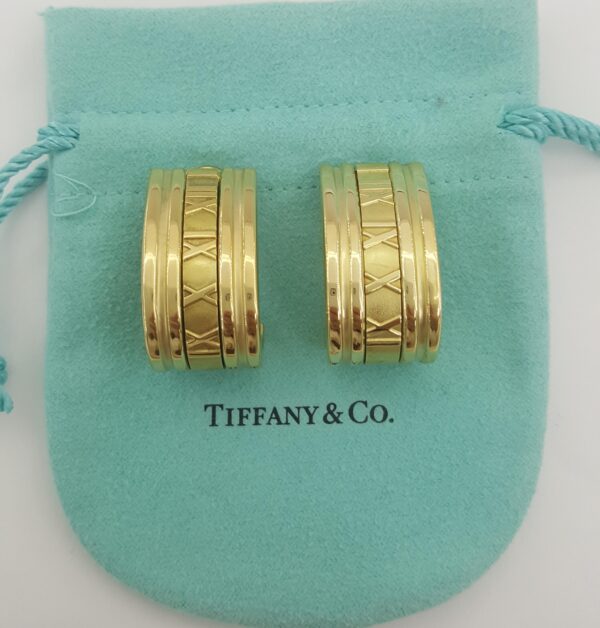 Tiffany & Co 18K Yellow Gold Atlas Clip On Earclip Earrings 26 Grams