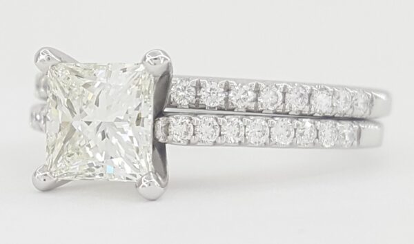 Ideal Princess Cut Diamond Engagement Ring Set 1.74 ct 14K White Gold Retail $9k