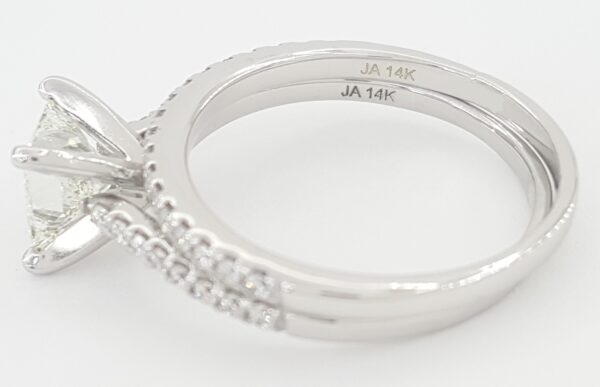 Ideal Princess Cut Diamond Engagement Ring Set 1.74 ct 14K White Gold Retail $9k