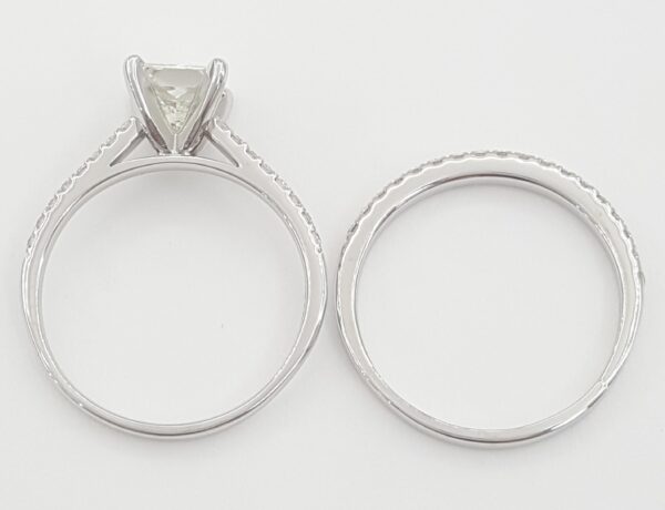 Ideal Princess Cut Diamond Engagement Ring Set 1.74 ct 14K White Gold Retail $9k