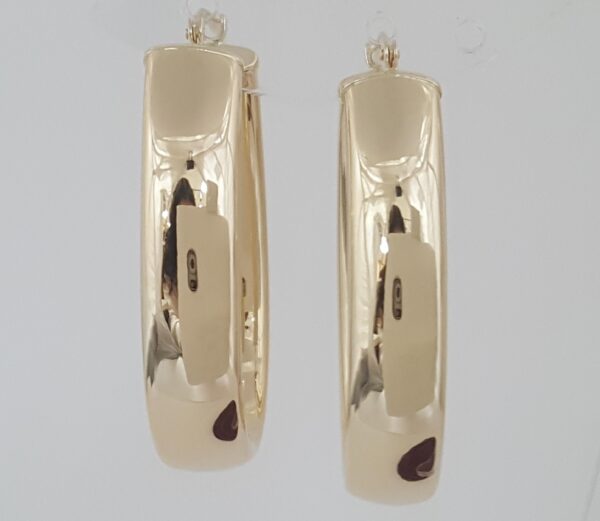 Oval Hoop Earrings 14K Yellow Gold 3.2 Grams 29x23 mm 1.1" mm Wide