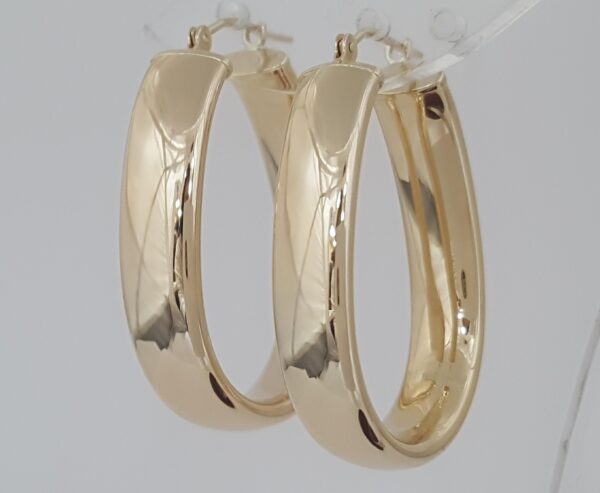 Oval Hoop Earrings 14K Yellow Gold 3.2 Grams 29x23 mm 1.1" mm Wide