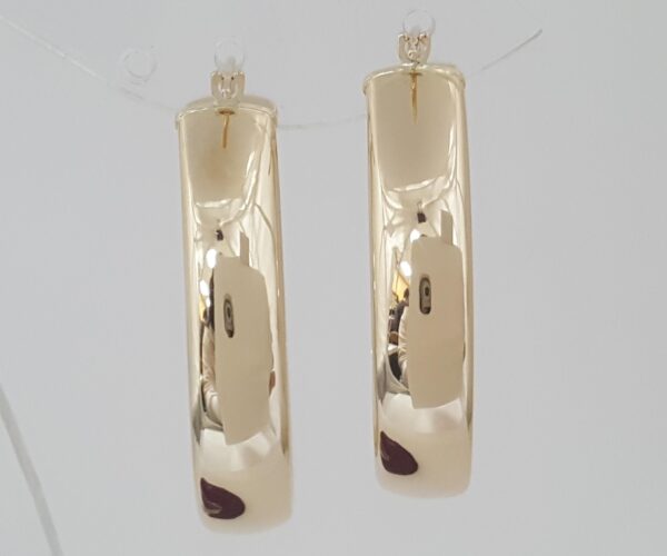 Oval Hoop Earrings 14K Yellow Gold 3.2 Grams 29x23 mm 1.1" mm Wide