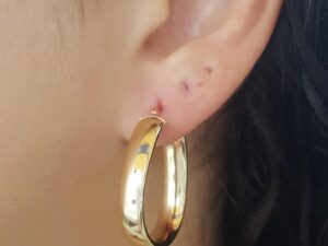 Oval Hoop Earrings 14K Yellow Gold 3.2 Grams 29x23 mm 1.1" mm Wide