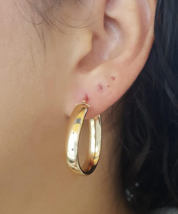 Oval Hoop Earrings 14K Yellow Gold 3.2 Grams 29x23 mm 1.1" mm Wide