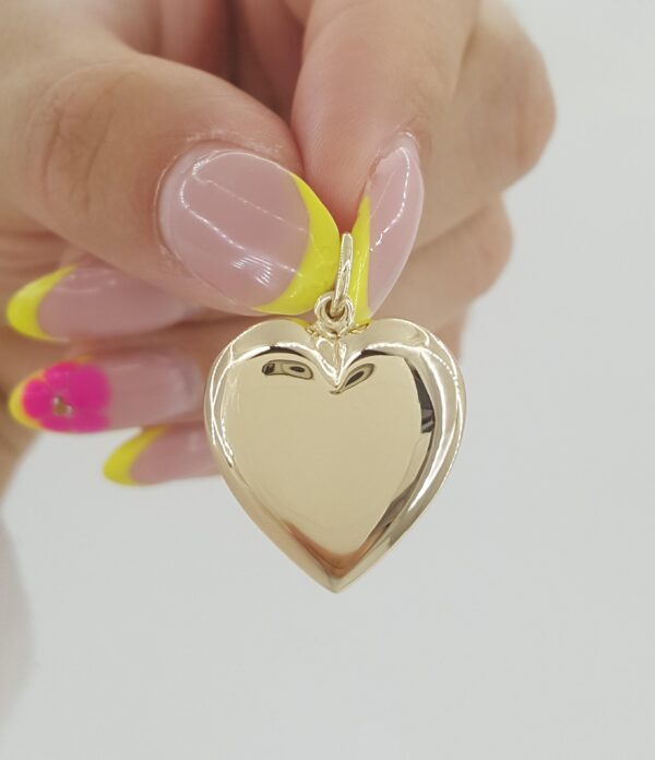 14k Yellow Gold Puff Heart Pendant 2.5 Grams 20.5mm