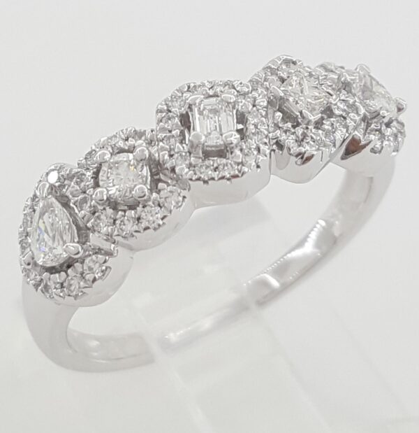 Princess Oval Emerald Round Pear Halo Diamond Ring 14K White Gold 0.5 ct $2,295