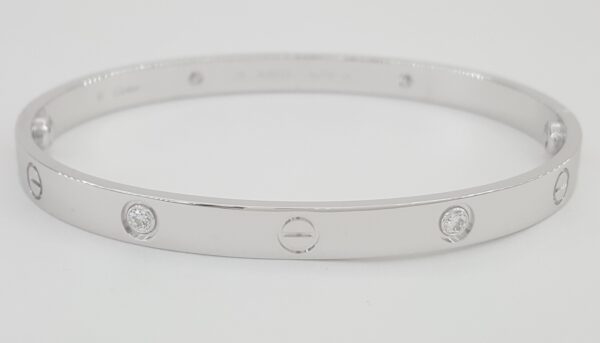 Cartier LOVE 18K White Gold 4 Diamonds Bracelet 0.42 ct SIZE 20 Retail $12.7K