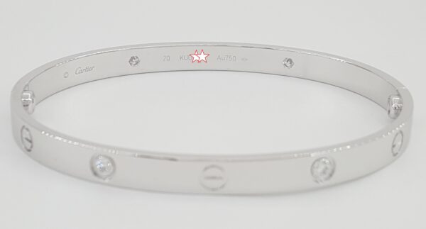Cartier LOVE 18K White Gold 4 Diamonds Bracelet 0.42 ct SIZE 20 Retail $12.7K