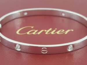 Cartier LOVE 18K White Gold 4 Diamonds Bracelet 0.42 ct SIZE 20 Retail $12.7K