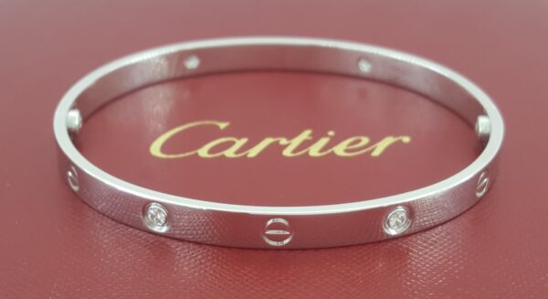 Cartier LOVE 18K White Gold 4 Diamonds Bracelet 0.42 ct SIZE 20 Retail $12.7K