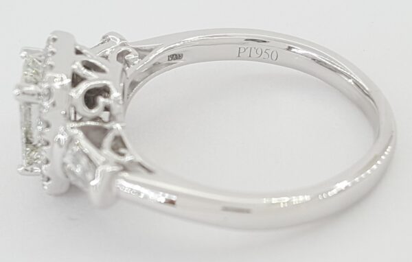 Emerald Cut Diamond Halo Engagement Ring 1.08 ct Platinum