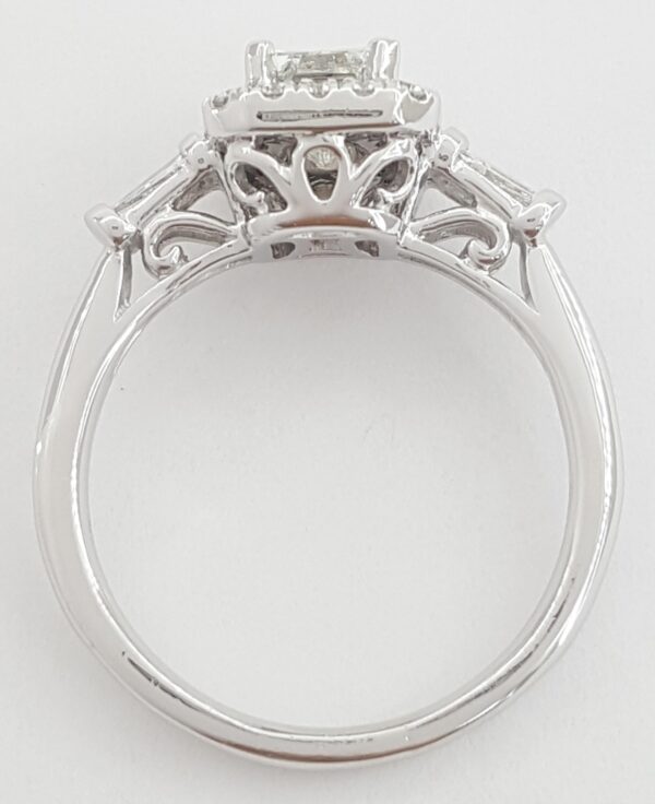 Emerald Cut Diamond Halo Engagement Ring 1.08 ct Platinum
