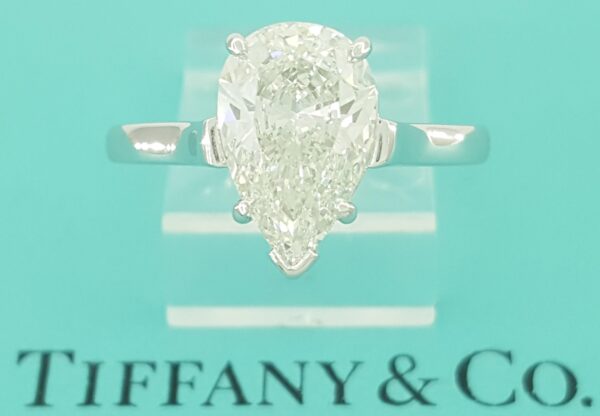 Tiffany & Co Solitaire Pear Diamond Engagement Ring 2.35 ct Platinum Rtl $50K