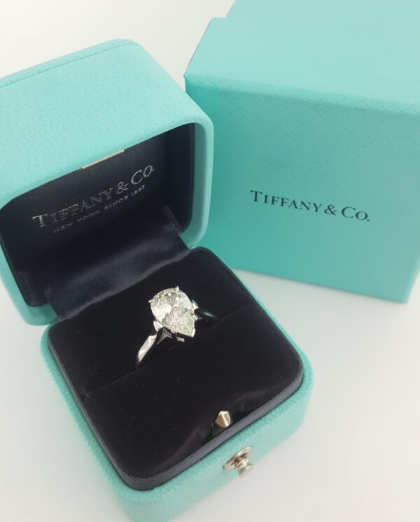 Tiffany & Co Solitaire Pear Diamond Engagement Ring 2.35 ct Platinum Rtl $50K
