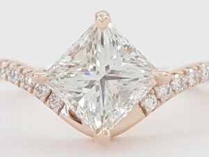 Ideal Princess Cut Diamond Engagement Ring 1.22 ct F/VVS2 14K Rose Gold Rtl $10k