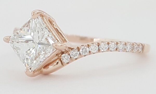 Ideal Princess Cut Diamond Engagement Ring 1.22 ct F/VVS2 14K Rose Gold Rtl $10k