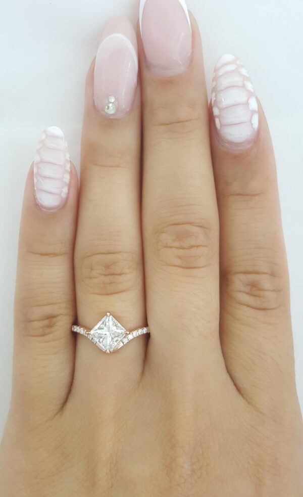 Ideal Princess Cut Diamond Engagement Ring 1.22 ct F/VVS2 14K Rose Gold Rtl $10k