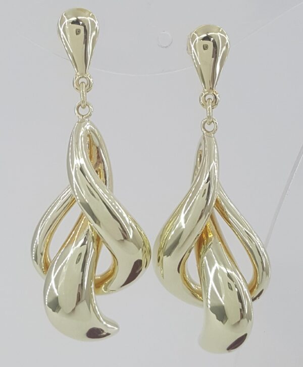 14k Yellow Gold Drop Dangle Earrings 1.75" 5.4 Grams