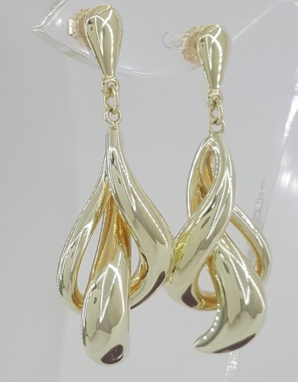 14k Yellow Gold Drop Dangle Earrings 1.75" 5.4 Grams