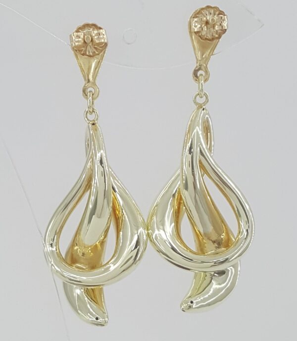 14k Yellow Gold Drop Dangle Earrings 1.75" 5.4 Grams